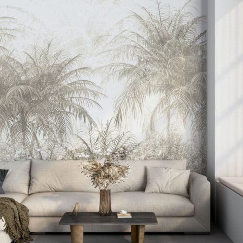 Variatii - Tapet Monochrome Palms Galben
