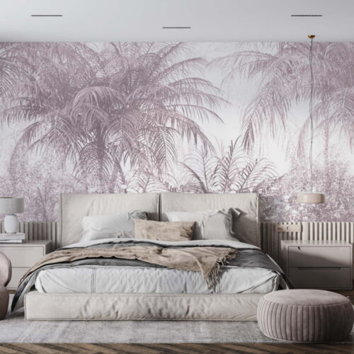 - Tapet Monochrome Palms Roșu