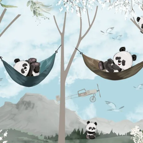 Tapet Joyful Pandas 2