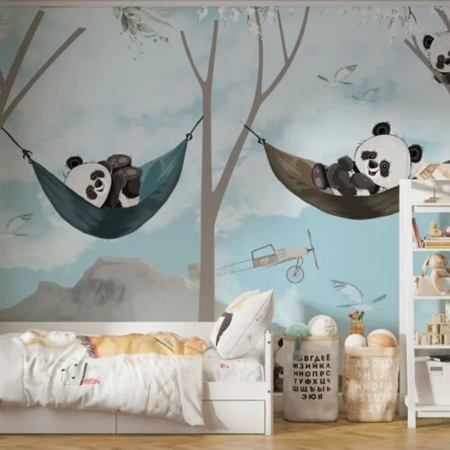 Tapet Joyful Pandas 1