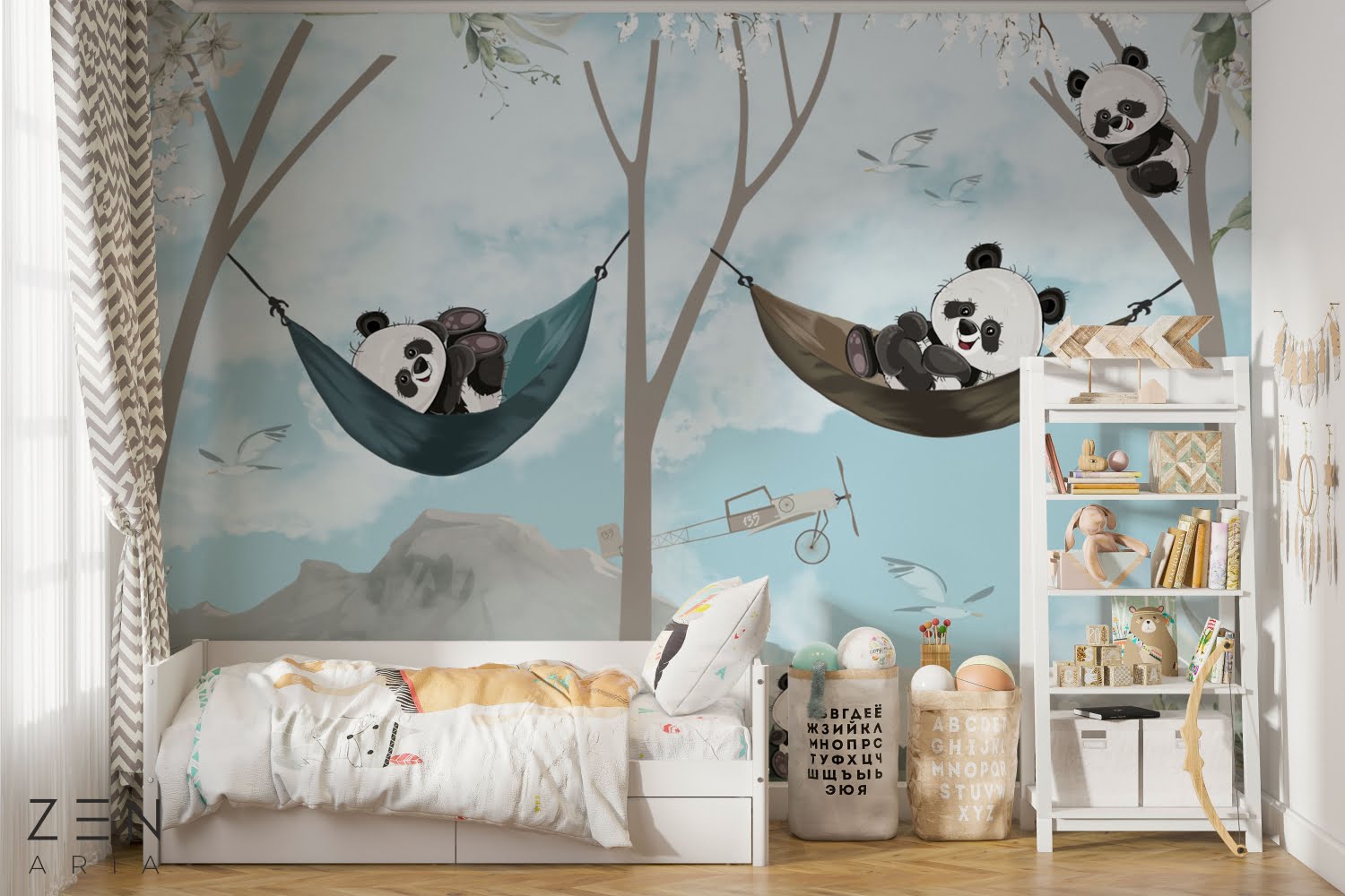 Tapet Joyful Pandas Roz 6