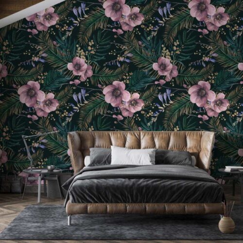 Tree Leaves and-Buds Flori si Natura Mural Wallpaper Fototapet Personalizat Zenaria Tapet Essence Of Magnolia Verde
