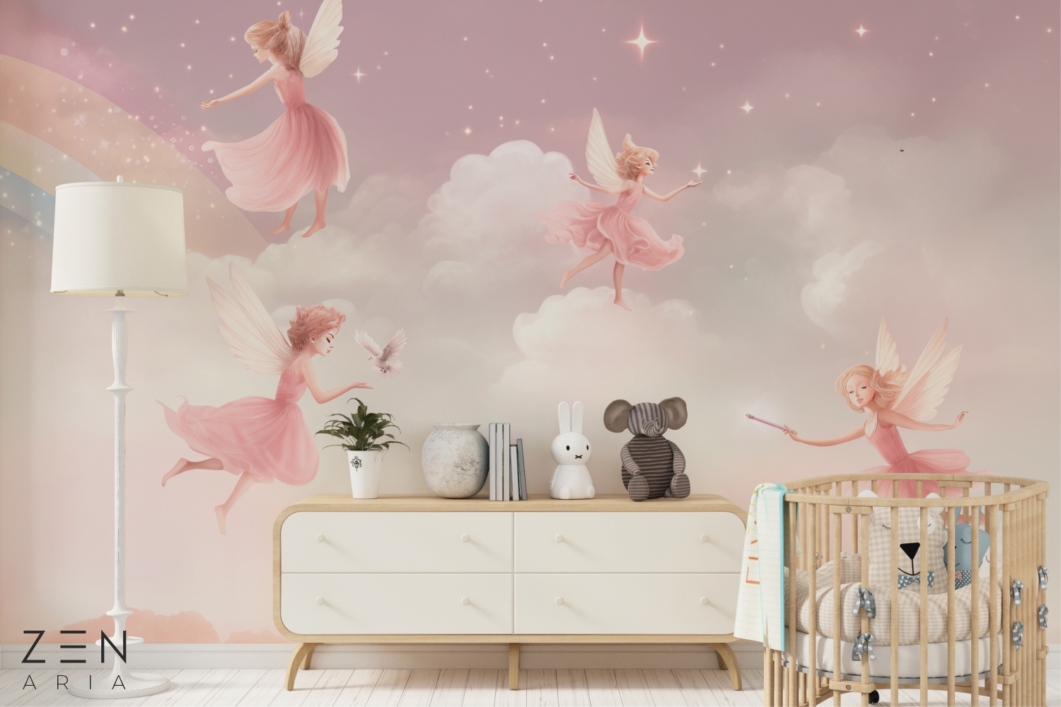 Fairy Sky Zane Curcubeu Mural Wallpaper Fototapet Personalizat Zenaria Tapet Celestial Fairies