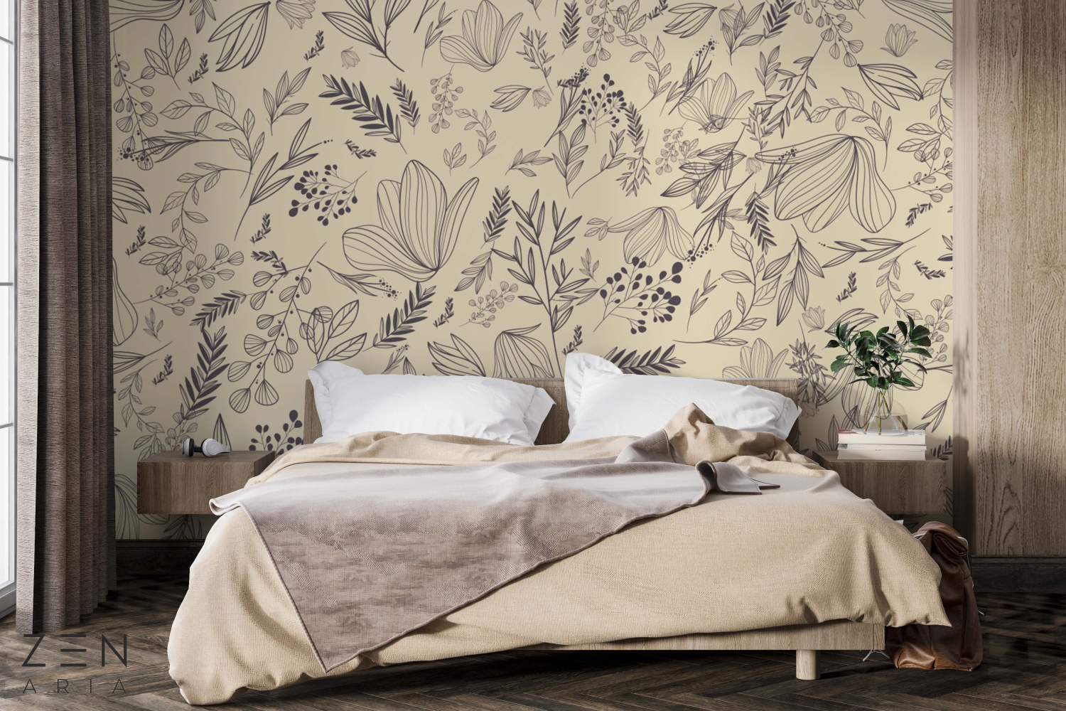 Flowers Leaves Natura Flori Mural Wallpaper Fototapet Personalizat Zenaria Tapet Garden Strokes