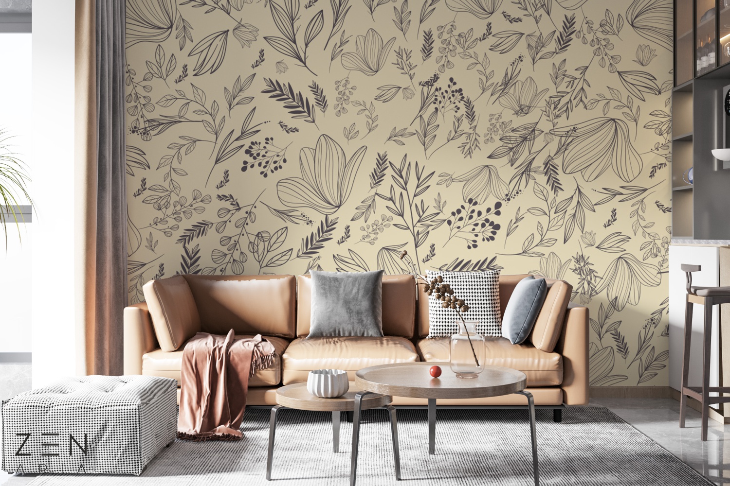 Flowers Leaves Natura Flori Mural Wallpaper Fototapet Personalizat Zenaria Tapet Garden Strokes