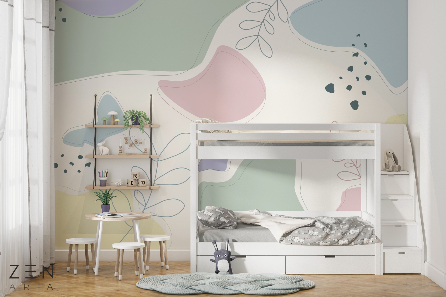 Playful and Shapes Forme si Jucause Mural Wallpaper Fototapet Personalizat Zenaria Tapet Pastel Playground