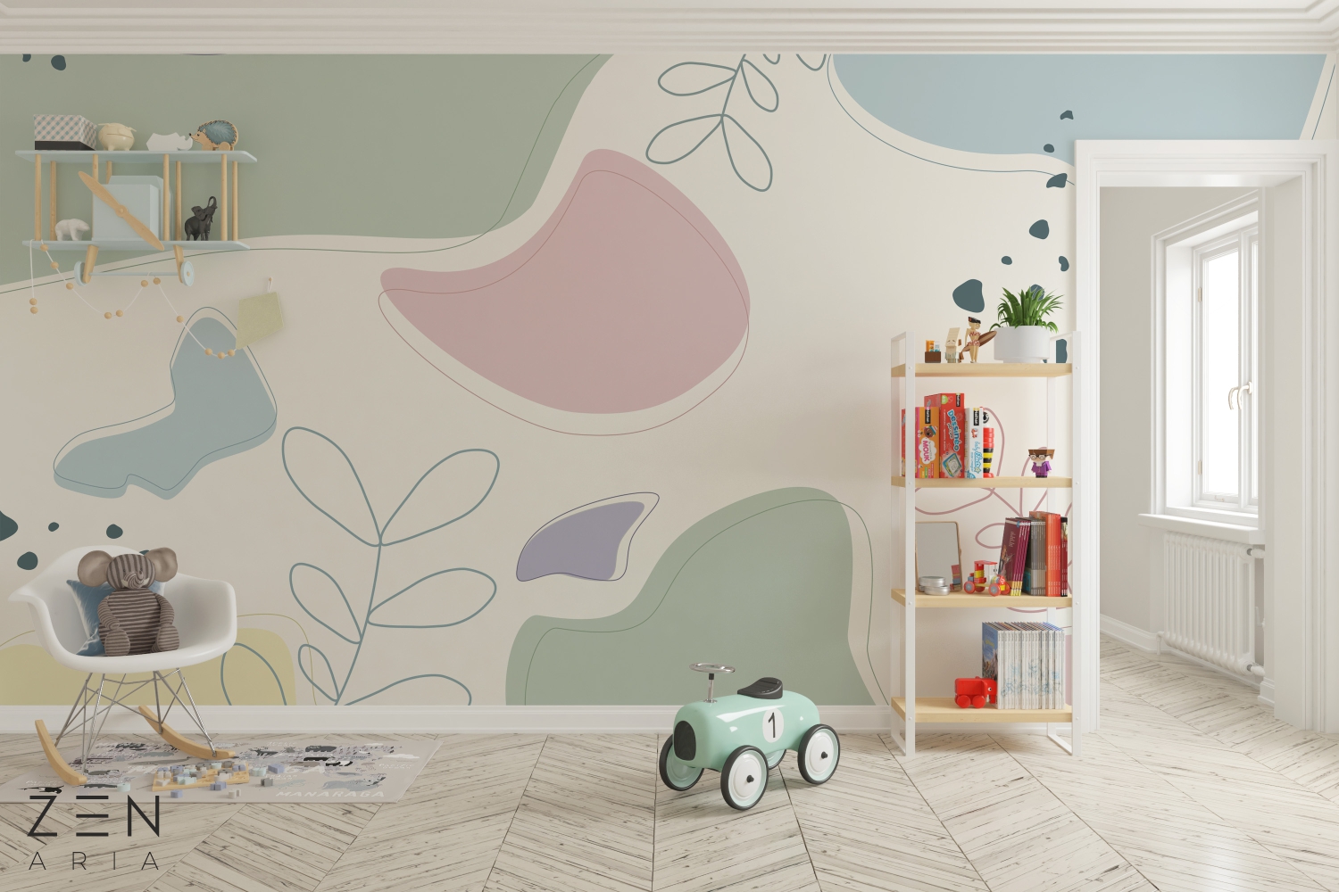 Playful and Shapes Flori Forme si Jucause Mural Wallpaper Fototapet Personalizat Zenaria Tapet Pastel Playground