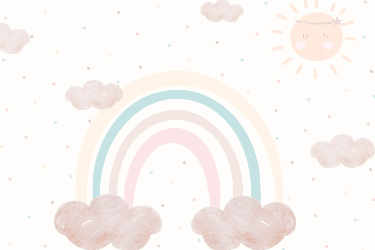 Sun and Clouds Soare Puncte si Norisori Mural Wallpaper Fototapet Personalizat Zenaria Tapet Rainbow Embrace