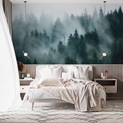 Forest and Fog Ceata si Padure Mural Wallpaper Fototapet Personalizat Zenaria Tapet Woodland Haze