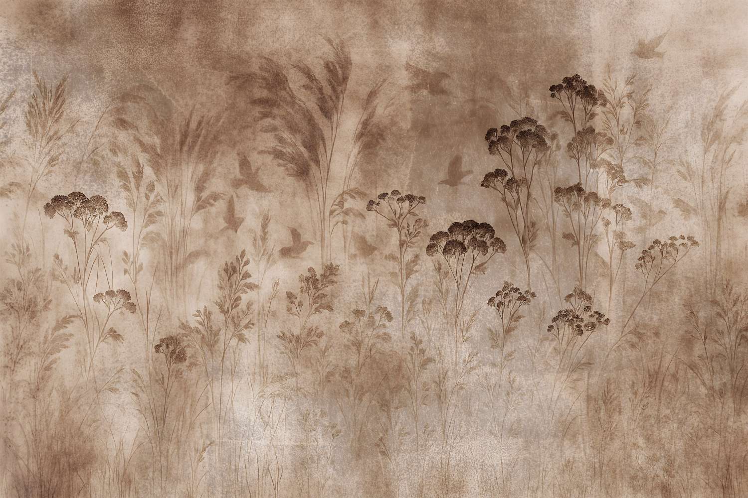 Weed and Birds Plante si Pasari Mural Wallpaper Fototapet Personalizat-Zenaria Tapet Veiled Garden