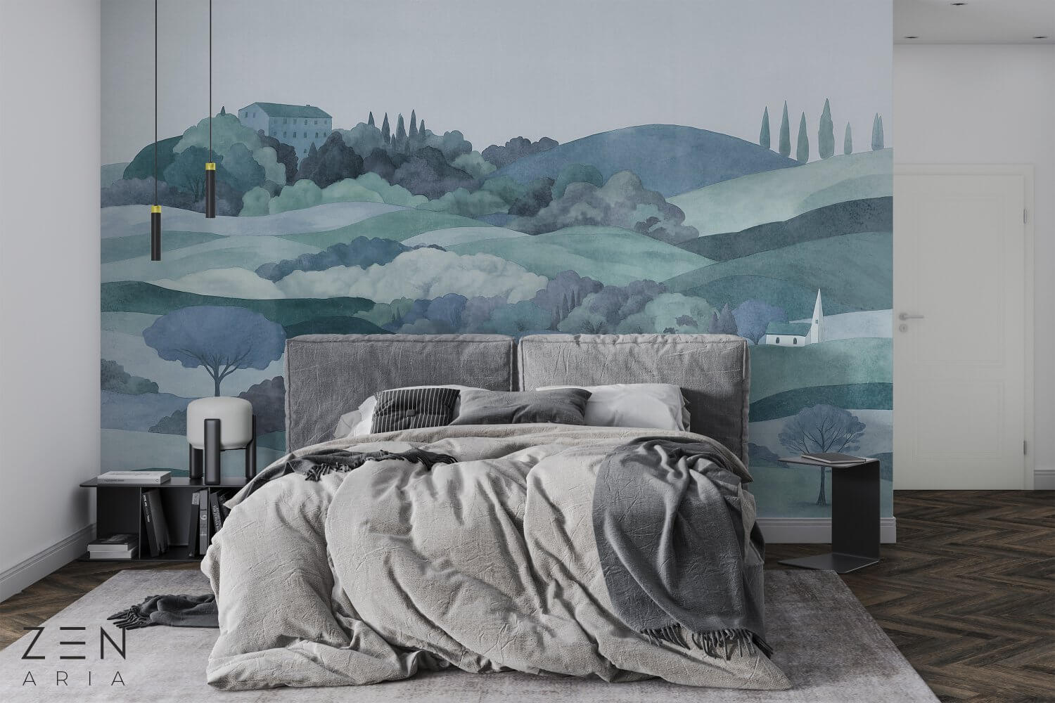 Hills and Forest Peisaj si Dealuri Mural Wallpaper Fototapet Personalizat Zenaria Tapet Sunset Valley