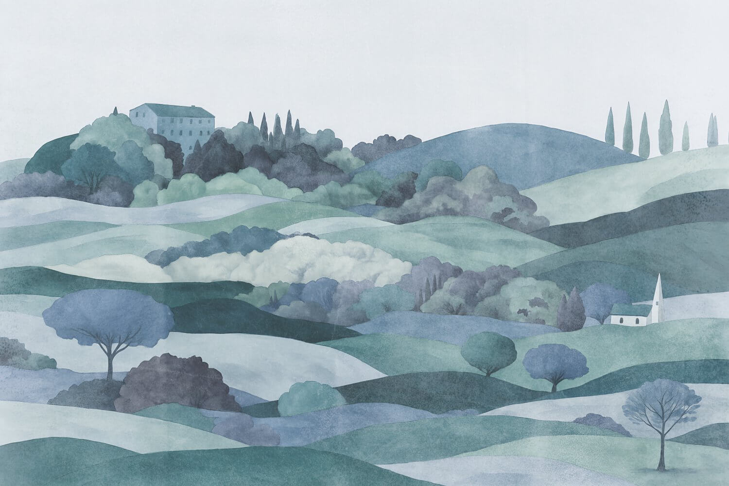 Hills and Forest Peisaj si Dealuri Mural Wallpaper Fototapet Personalizat Zenaria Tapet Sunset Valley
