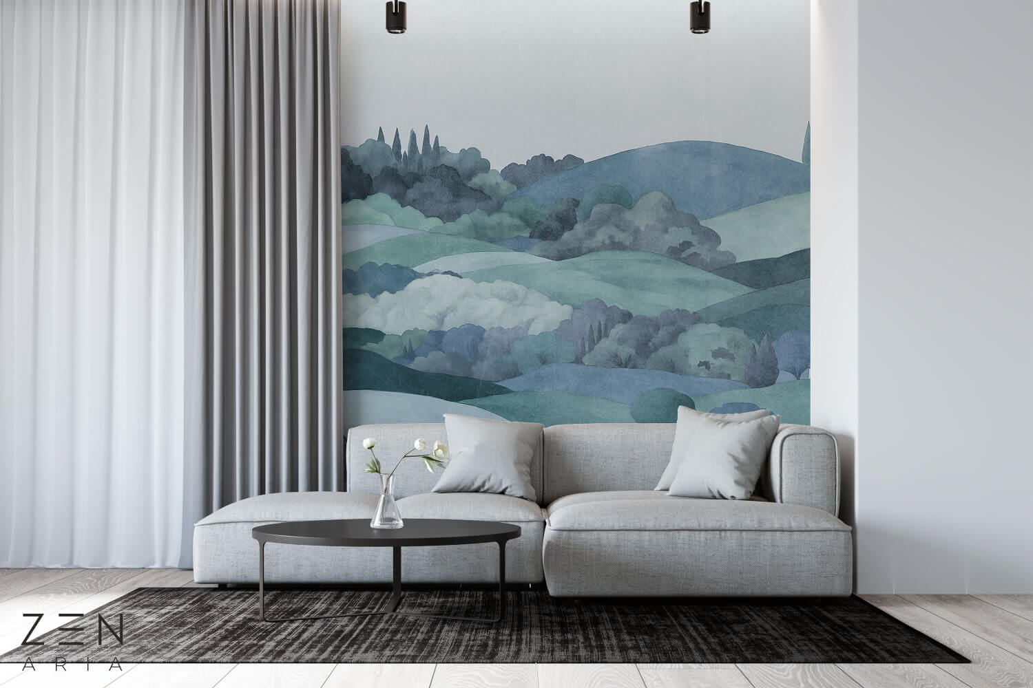 Hills and Forest Peisaj si Dealuri Mural Wallpaper Fototapet Personalizat Zenaria Tapet Sunset Valley