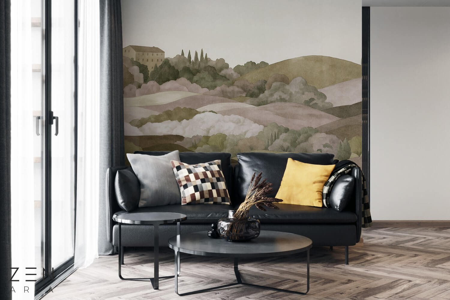 Hills and Forest Peisaj si Dealuri Mural Wallpaper Fototapet Personalizat Zenaria Tapet Sunset Valley