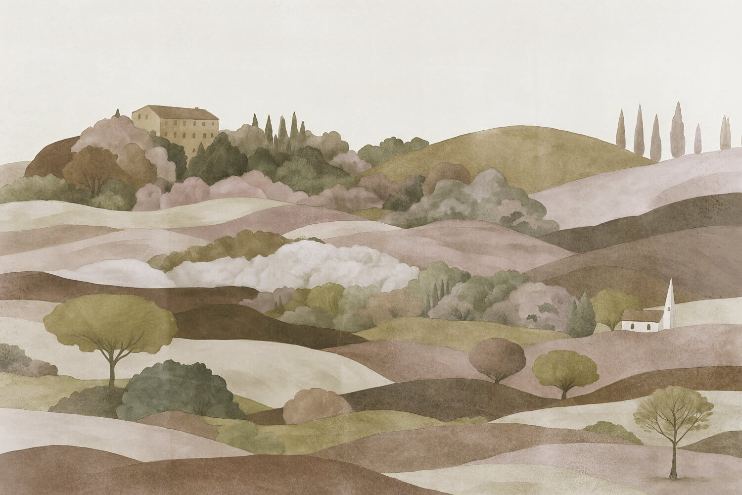 Hills-and-Forest-Peisaj-si-Dealuri-Mural-Wallpaper-Fototapet-Personalizat-Zenaria-Tapet-Sunset-Valley-Maro Hills and Forest Peisaj si Dealuri Mural Wallpaper Fototapet Personalizat Zenaria Tapet Sunset Valley
