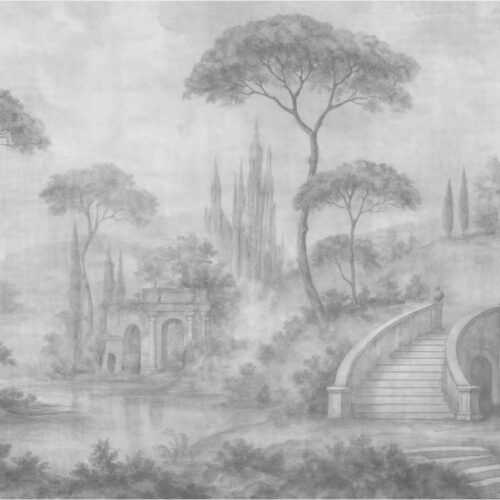 Tree and Castle Copaci si Castel Mural Wallpaper Fototapet Personalizat Zenaria Tapet Tuscan Dream