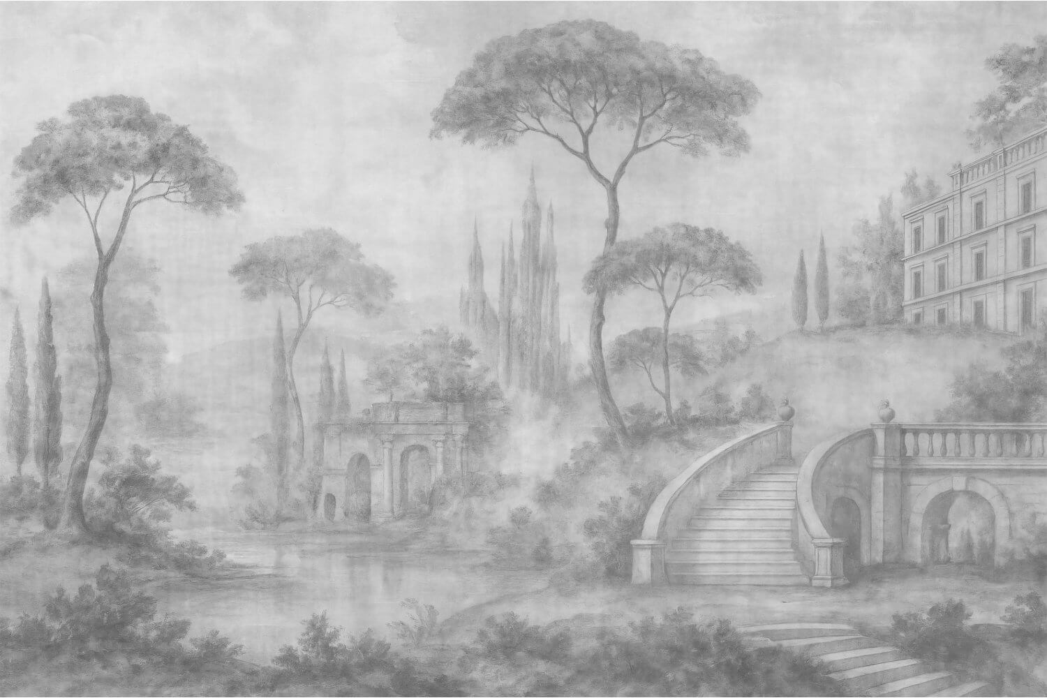 Tree and Castle Copaci si Castel Mural Wallpaper Fototapet Personalizat Zenaria Tapet Tuscan Dream