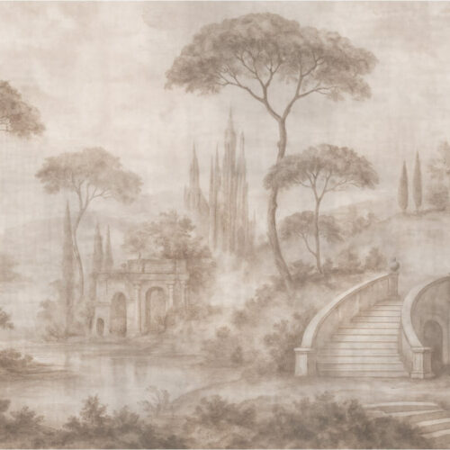 Tree and Castle Copaci si Castel Mural Wallpaper Fototapet Personalizat Zenaria Tapet Tuscan Dream