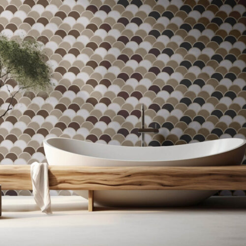 Ocean and Geometry Solzi si Abstract Mural Wallpaper Fototapet Personalizat Zenaria Tapet Ocean Scales Maro