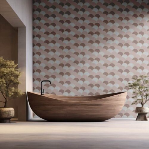 Ocean and Geometry Solzi si Abstract Mural Wallpaper Fototapet Personalizat Zenaria Tapet Ocean Scales Roz