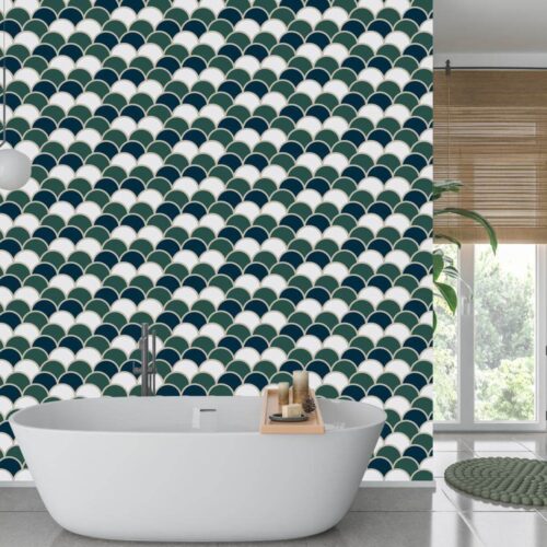 Ocean and Geometry Solzi si Abstract Mural Wallpaper Fototapet Personalizat Zenaria Tapet Ocean Scales Turcoaz