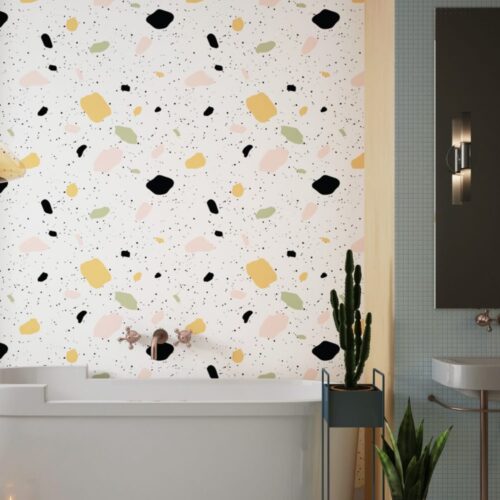 Pattern and Splashes Forme si Pete Mural Wallpaper Fototapet Personalizat Zenaria Tapet Terazzo Pattern