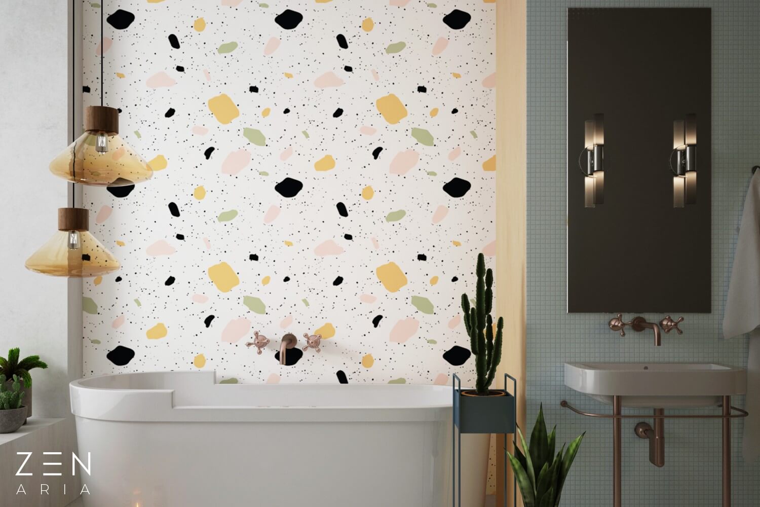 Pattern-and-Splashes-Forme-si-Pete-Mural-Wallpaper-Fototapet-Personalizat-Zenaria-Tapet-Terazzo-Pattern-Alb (4) Pattern and Splashes Forme si Pete Mural Wallpaper Fototapet Personalizat Zenaria Tapet Terazzo Pattern