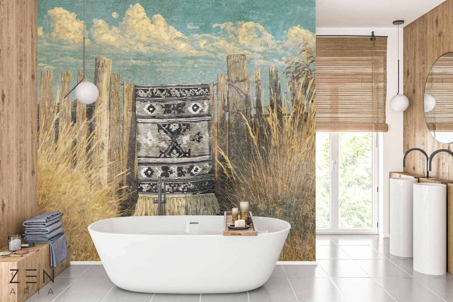 Gate and Field Romania si Covor Mural Wallpaper Fototapet Personalizat Zenaria Tapet Hotar Gri