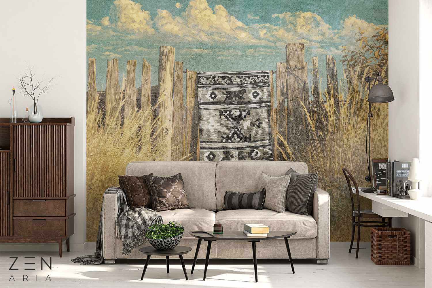 Gate and Field Romania si Covor Mural Wallpaper Fototapet Personalizat Zenaria Tapet Hotar Gri