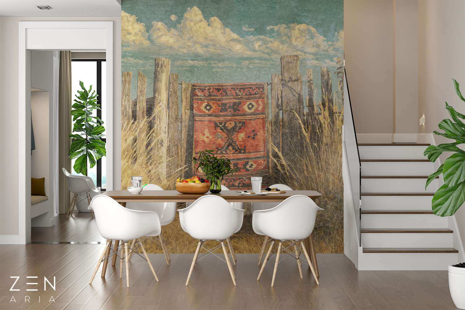 Gate and Field Romania si Covor Mural Wallpaper Fototapet Personalizat Zenaria Tapet Hotar Rosu