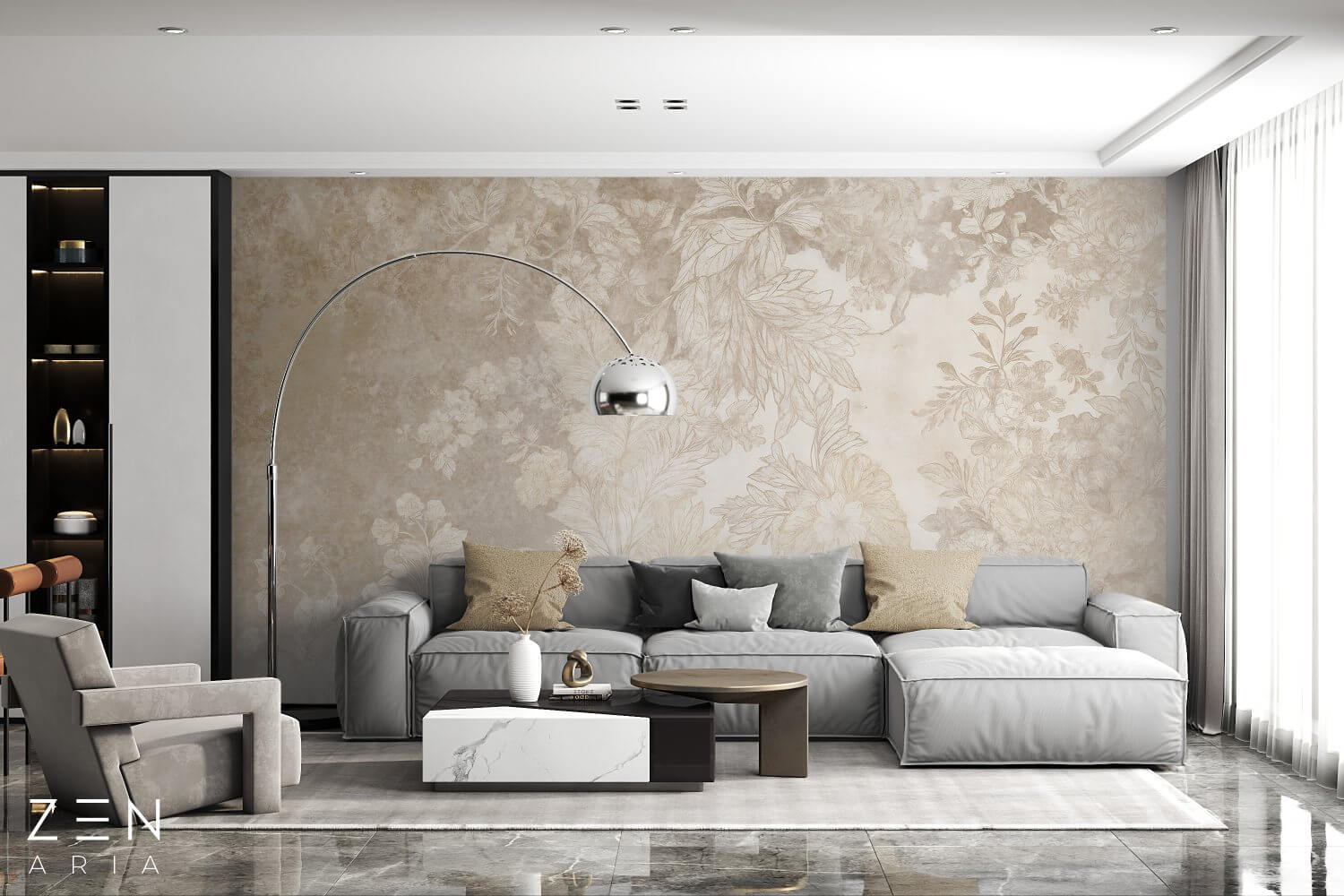 Pastel and Vintage Floral si Elegant Mural Wallpaper Fototapet Personalizat Zenaria Tapet Quiet Bloom Crem