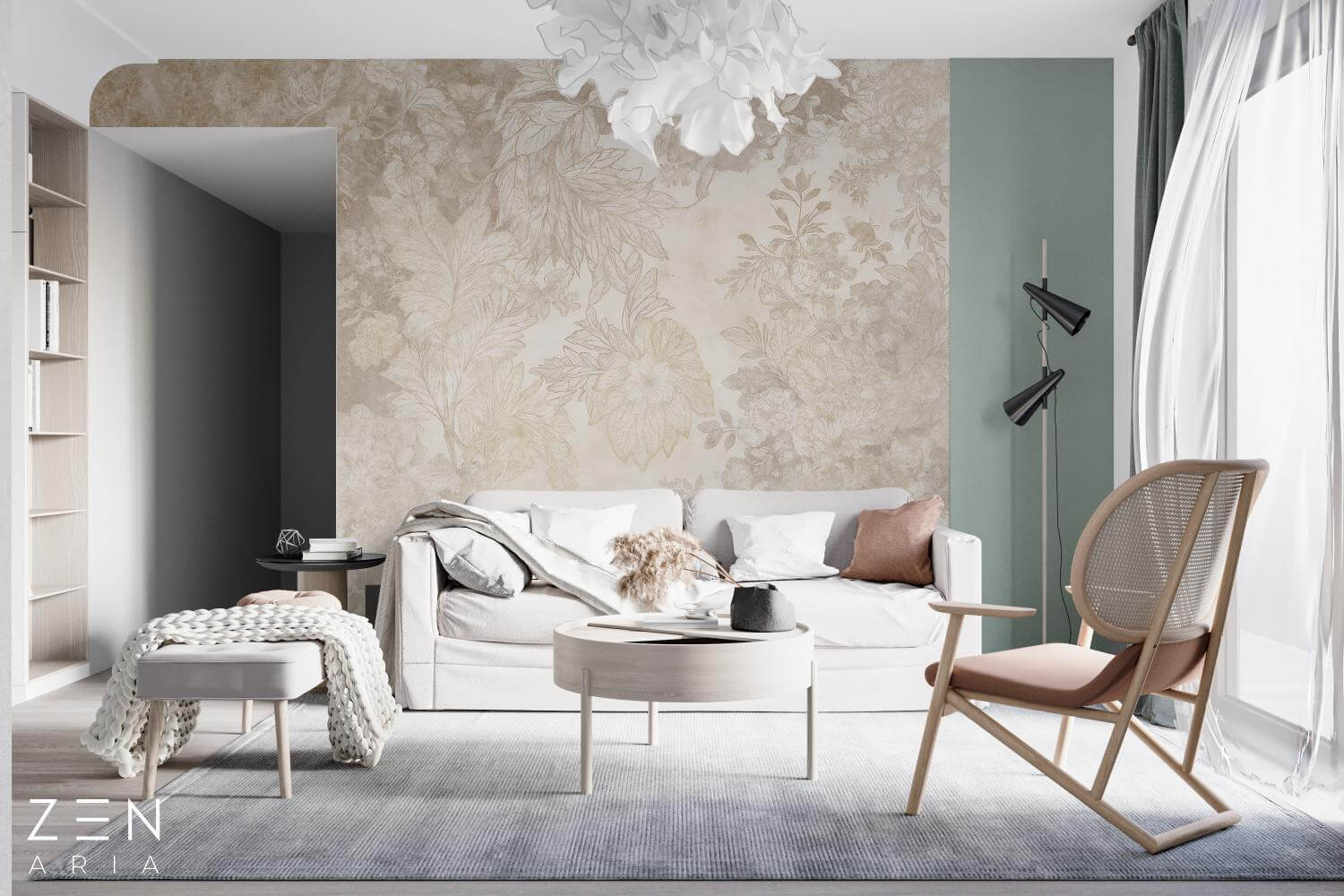 Pastel and Vintage Floral si Elegant Mural Wallpaper Fototapet Personalizat Zenaria Tapet Quiet Bloom Crem