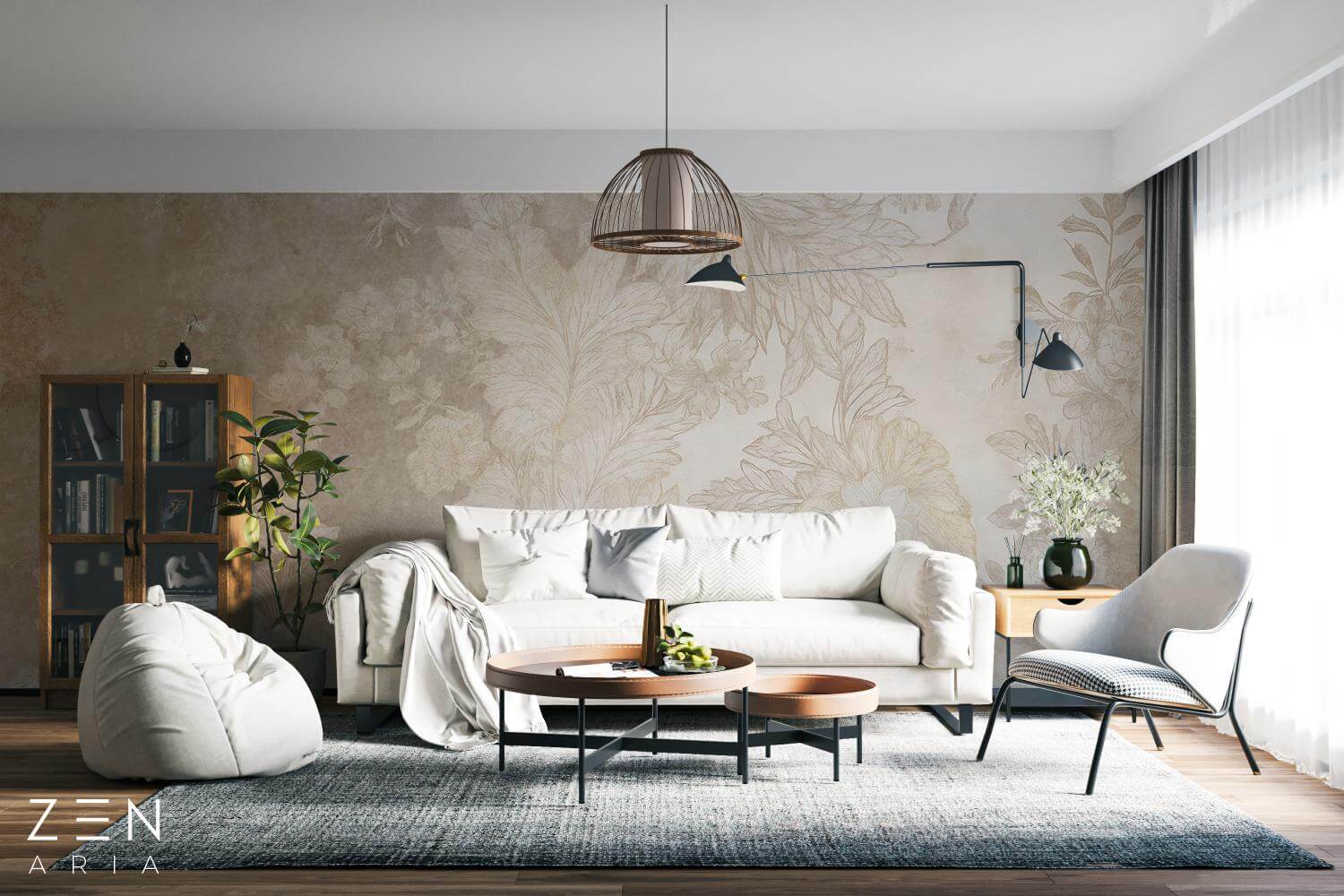 Pastel and Vintage Floral si Elegant Mural Wallpaper Fototapet Personalizat Zenaria Tapet Quiet Bloom Crem