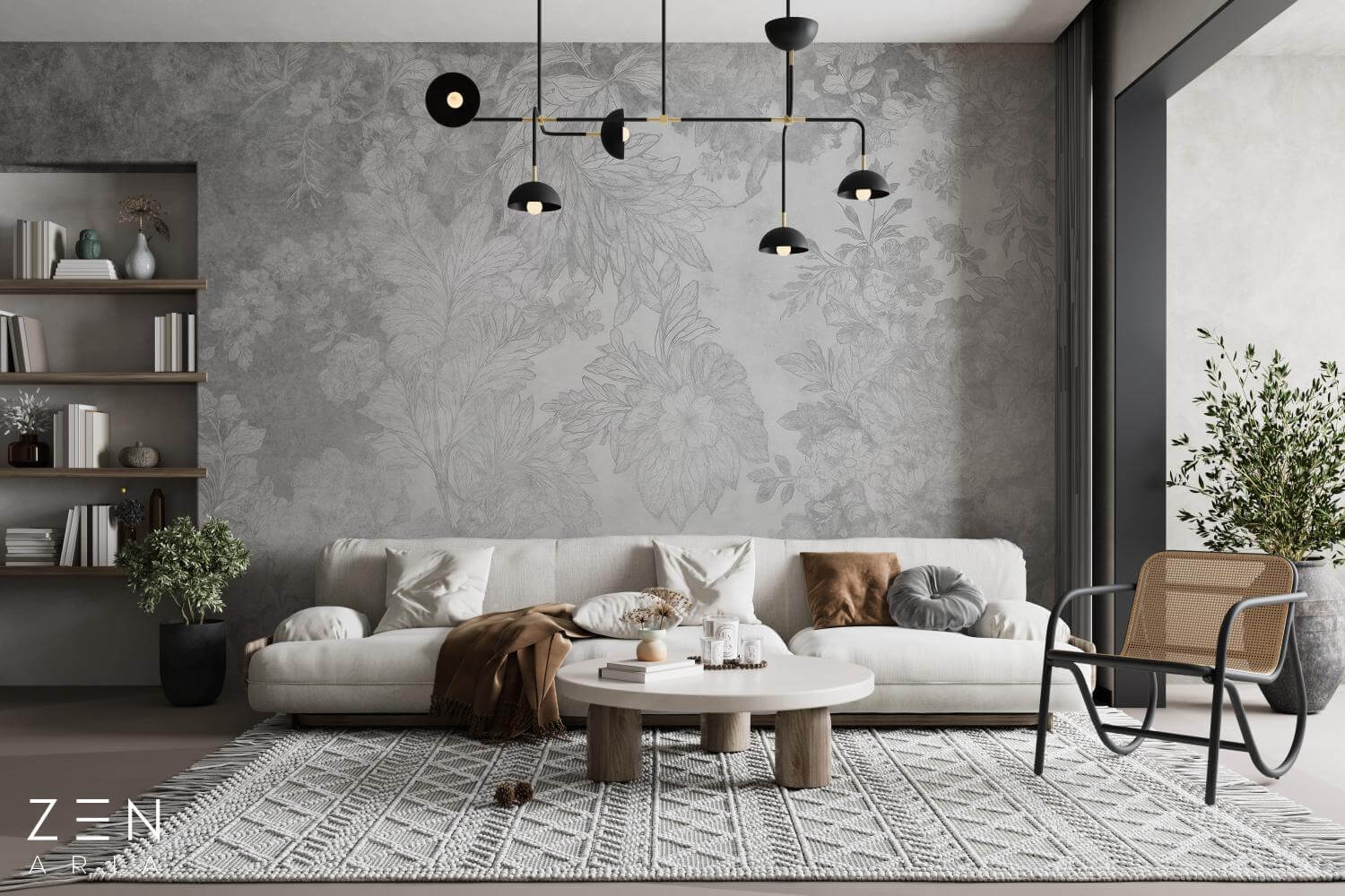 Pastel and Vintage Floral si Elegant Mural Wallpaper Fototapet Personalizat Zenaria Tapet Quiet Bloom Gri