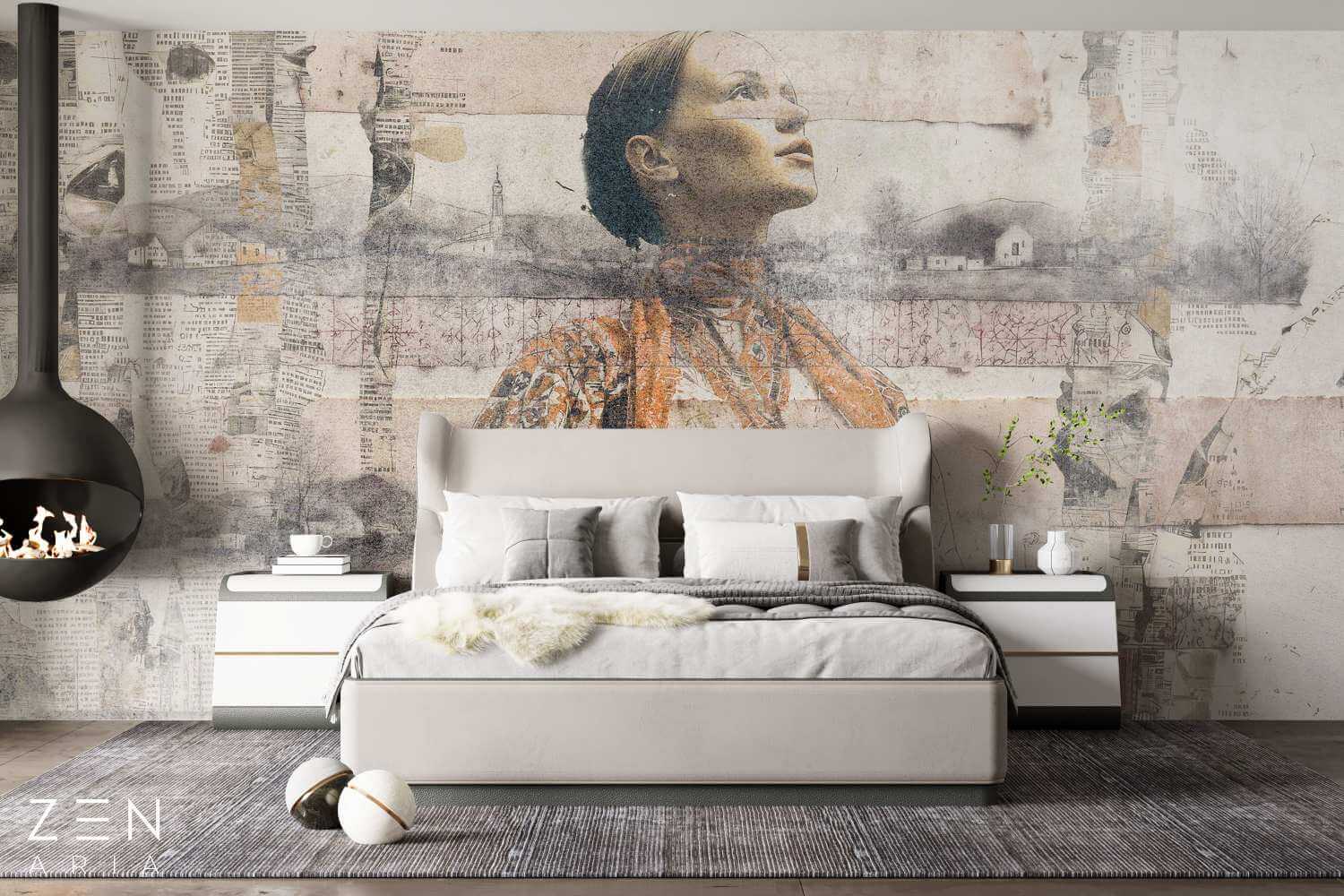 Romania and Tradition Fata si Vechi Mural Wallpaper Fototapet Personalizat Zenaria Tapet Riva Galben