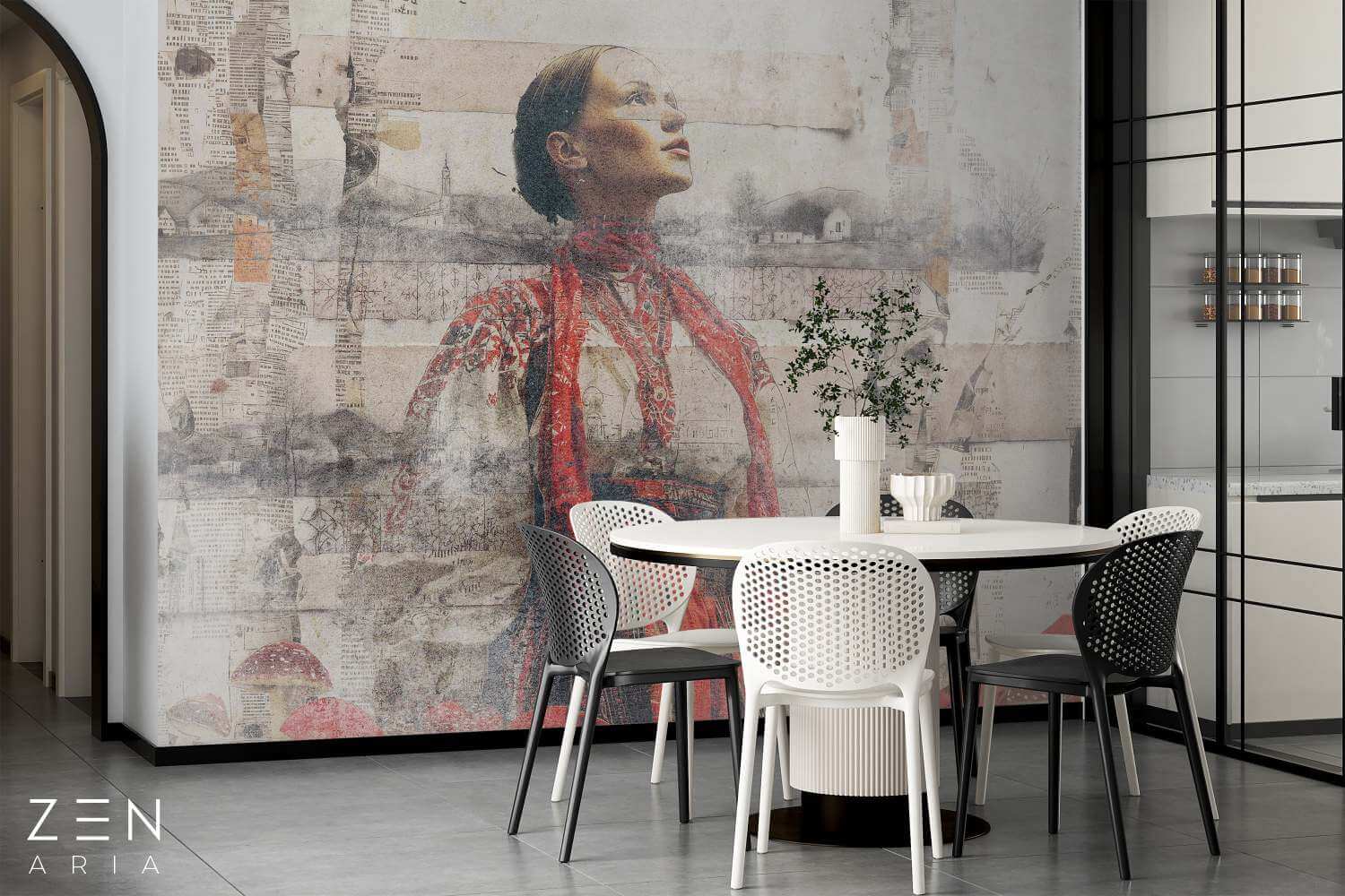 Romania and Tradition Fata si Vechi Mural Wallpaper Fototapet Personalizat Zenaria Tapet Riva Rosu