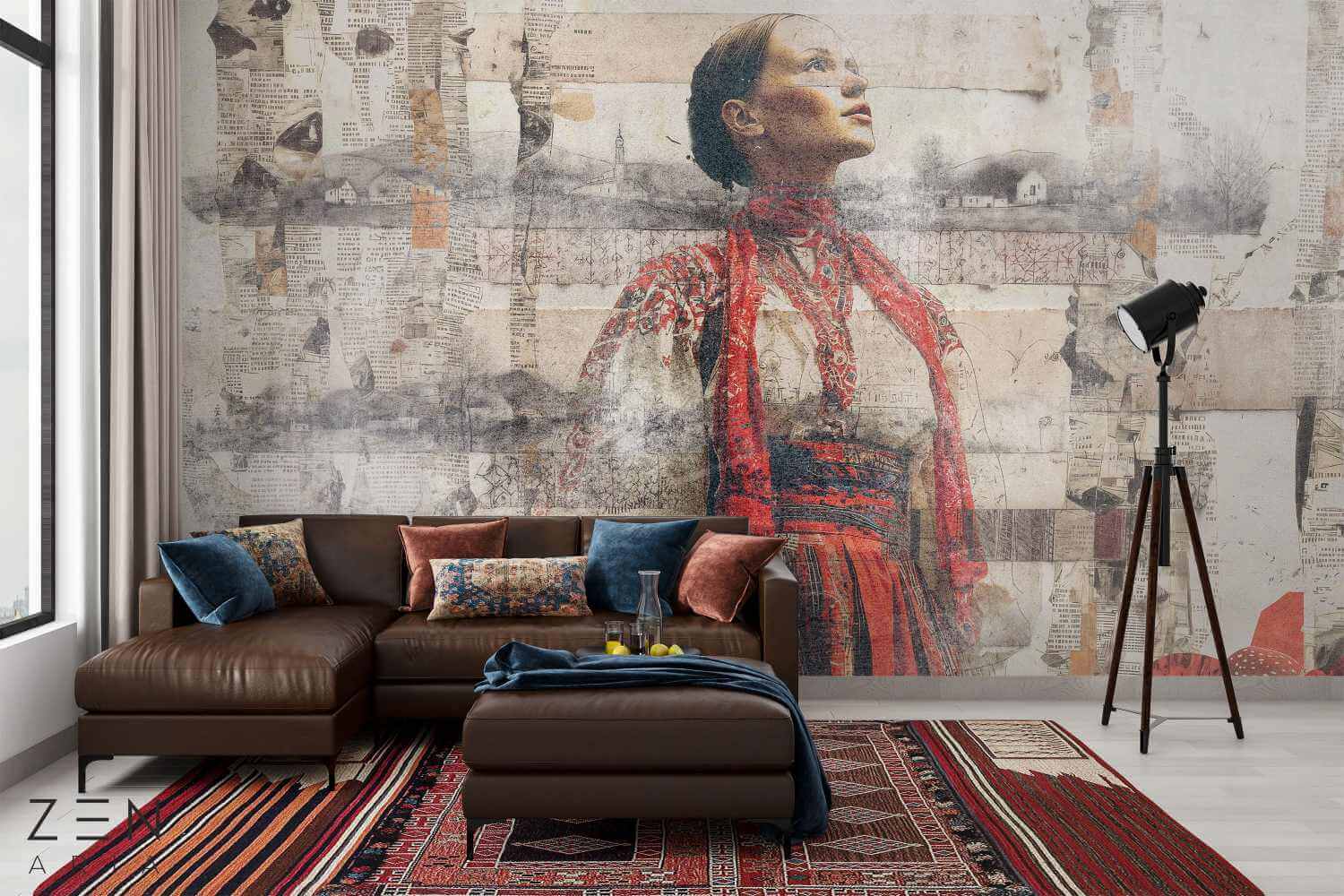 Romania and Tradition Fata si Vechi Mural Wallpaper Fototapet Personalizat Zenaria Tapet Riva Rosu