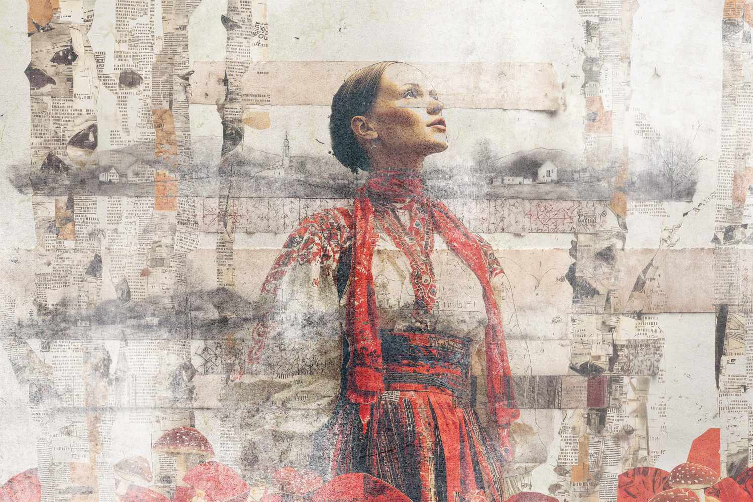 Romania and Tradition Fata si Vechi Mural Wallpaper Fototapet Personalizat Zenaria Tapet Riva Rosu