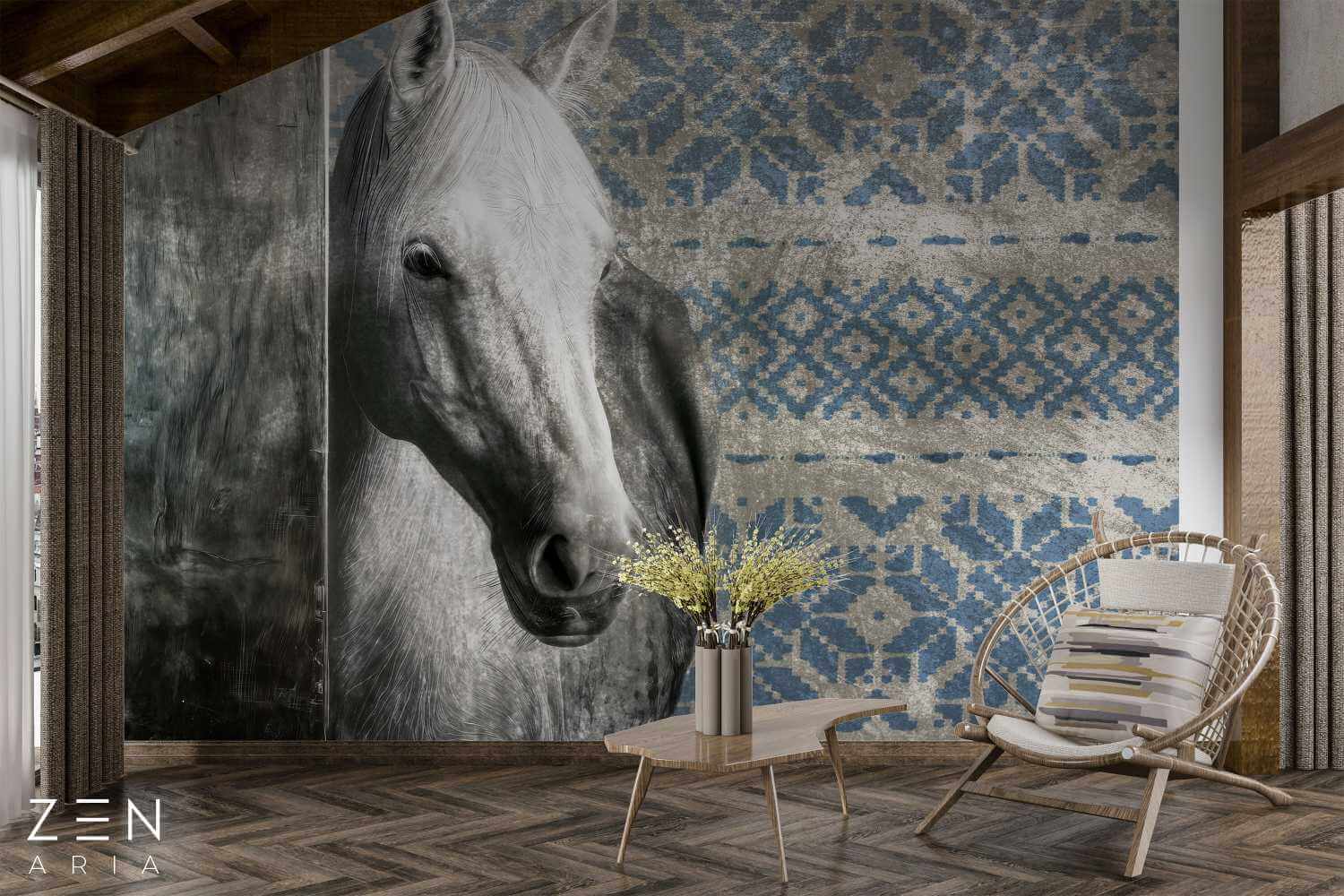 Traditional and Turtle Romania si Zestre Mural Wallpaper Fototapet Personalizat Zenaria Tapet Vigor Albastru