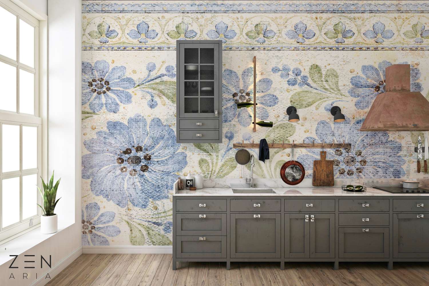 Flower and Textured Flori si Frunze Mural Wallpaper Fototapet Personalizat Zenaria Tapet Alint